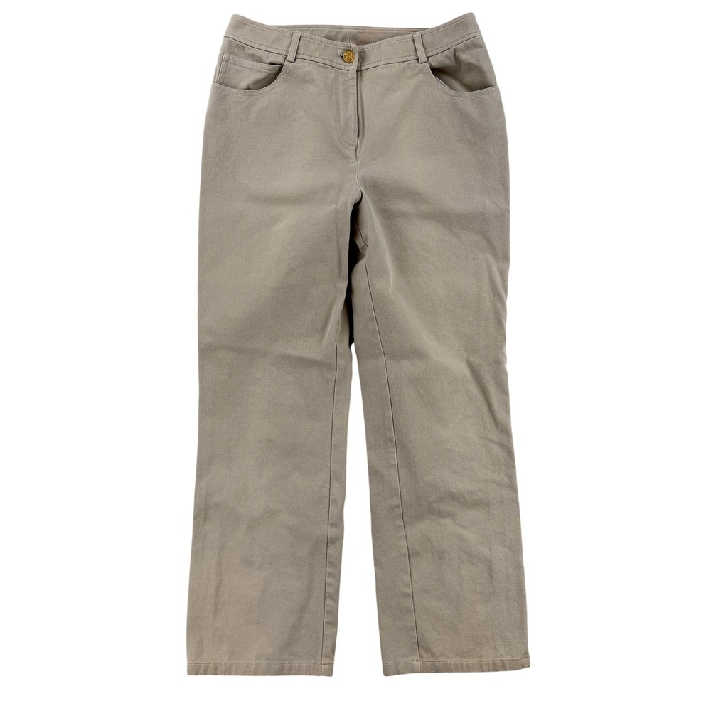 St. John Pants Womens 8 Beige Twill Khakis Straight Leg Classic Work Office